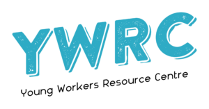 Logo that reads YWRC which represents the Young Workers Resource Collective